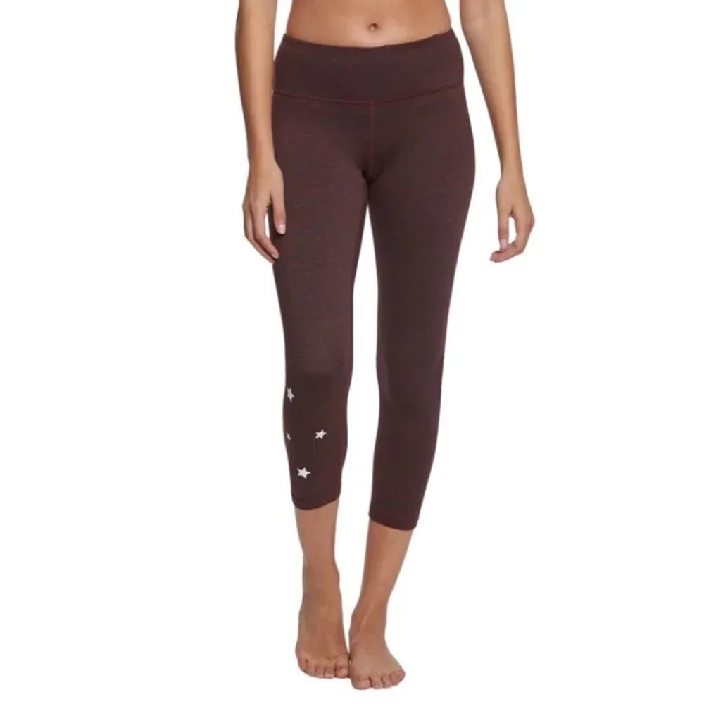 Spiritual Gangster Leggings Womens Small Dreamer Stars Power Yoga Capri Crop Red